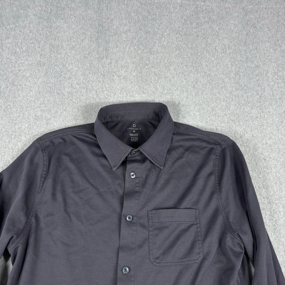 Anatomie Dylan Shirt‎ Mens M Black Pima Cotton Blend Preppy Long Sleeve Button